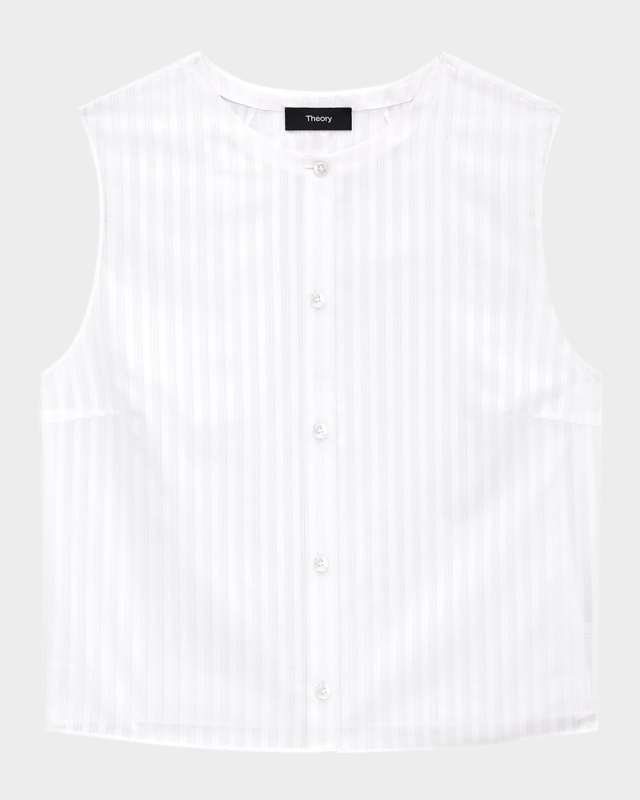 Stripe Button-Front Sleeveless She